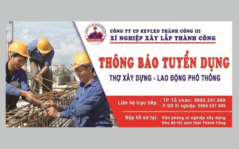 Banner tuyển dụng công nhân hướng đến nhóm lao động phổ thông